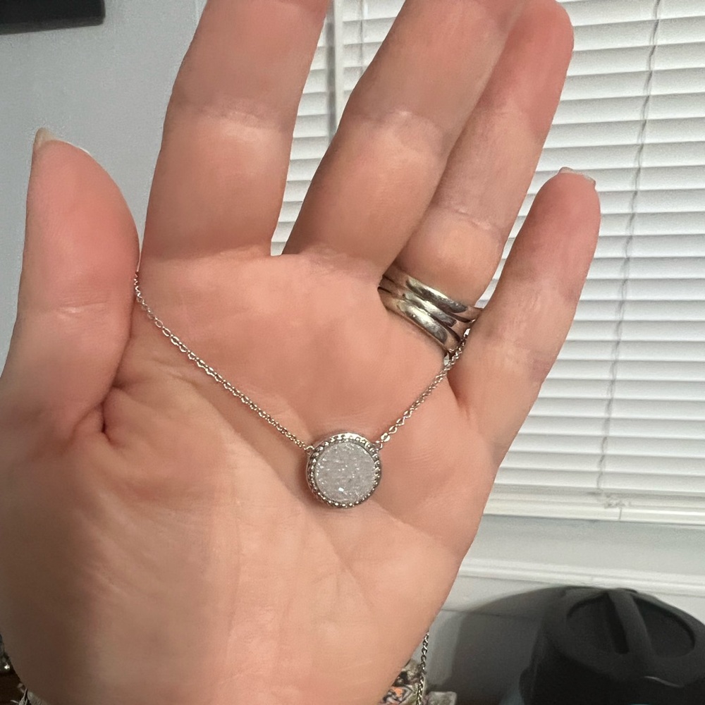 White circle drusy necklace